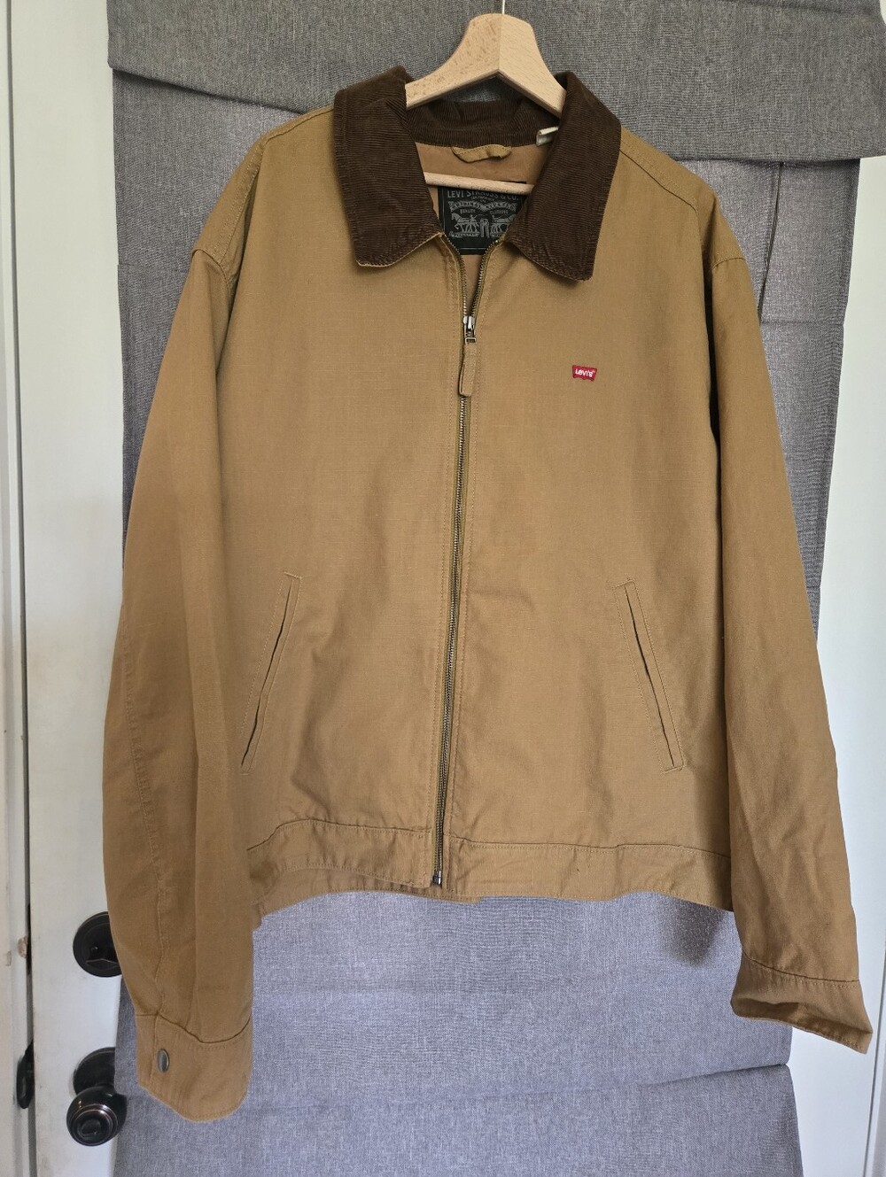 Levis Canvas Depot Jacket‎ Mens XL Brown Corduroy Collar Trucker Barn Utility